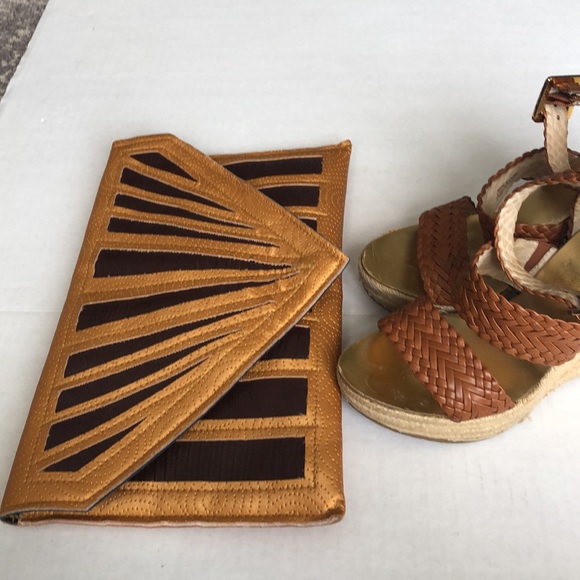 Michael Kors wedge ratan braided leather sandals in 6.5 sexy elongating - Picture 8 of 8